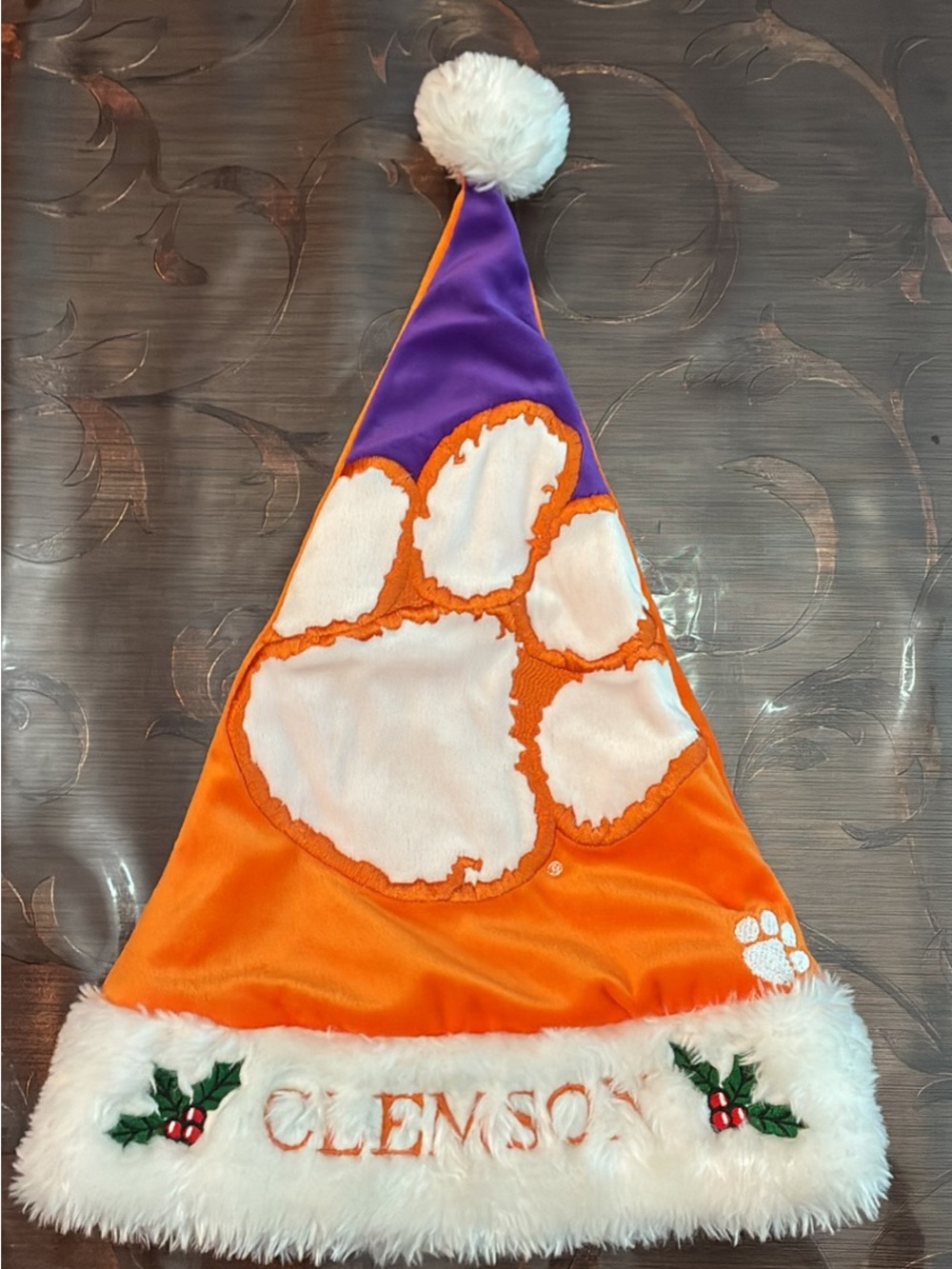Clemson Orange & Purple Holiday Santa Hat